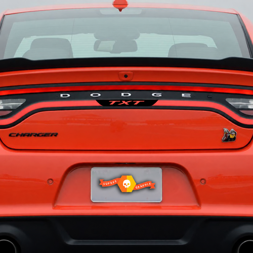 Benutzerdefinierte Text-Stoppsignal-Auflage Kofferraum Vinylaufkleber für Dodge Charger 2021