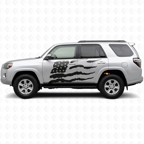 Abgenutzter Amerikanischer Flaggen-Aufkleber für die Seitentür, Vinyl, für Toyota 4Runner 2010-2017