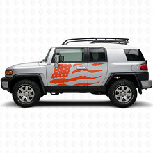 Abgenutzter amerikanischer Flaggen-Vinylaufkleber für die Seitentür des Toyota FJ Cruiser_4