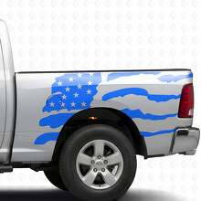 USA-Flagge im Splash-Stil Seitenwand Vinyl-Aufkleber für Dodge Ram 1500_2