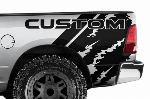 BENUTZERDEFINIERTER Torn Quarter Wrap Bettschienen Vinyl Aufkleber für Dodge Ram 1500 / 2500 / 3500 2009-2018