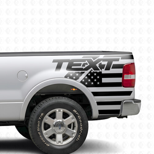 USA-Flagge mit eigenem Text Seitenbettrand Vinyl-Aufkleber für Ford F-150 11. Gen (P221) 2003-2008