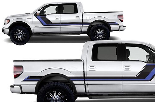 Ford F-150 (2009–2014) Supercrew 5,5-Bett-Custom-Vinyl-Aufkleber-Wrap-Kit – Rallye-Streifen
