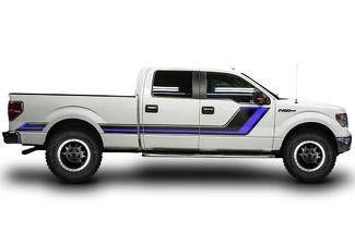 Ford F-150 (2009–2014) Crew Cab 6.5 Bed Custom Vinyl Decal Wrap Kit – Rally Stripe