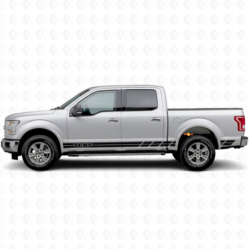 Duale Streifen Individueller Text Seitenbett Tür Vinylaufkleber Aufkleber für Ford F-150 2015-2017