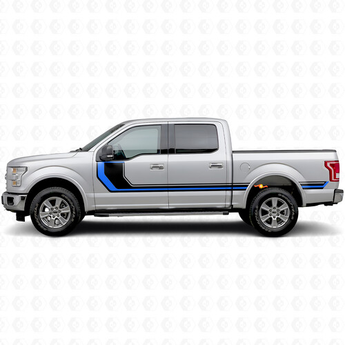 Rally-Streifen Seitenbettrahmen Tür Vinyl-Aufkleber Sticker für Ford F-150 2015-2017
