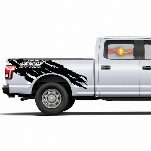 4X4 Offroad Torn Wrap Seitenaufkleber aus Vinyl für Ford F-150 2015-2017