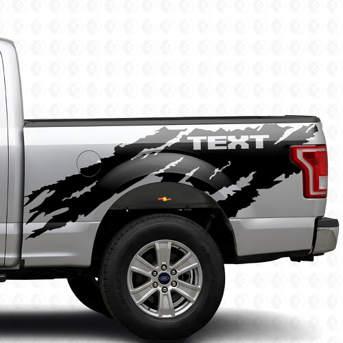 Torn Splash Custom Text Bettseiten-Vinylaufkleber für Ford F-150 2015-2017