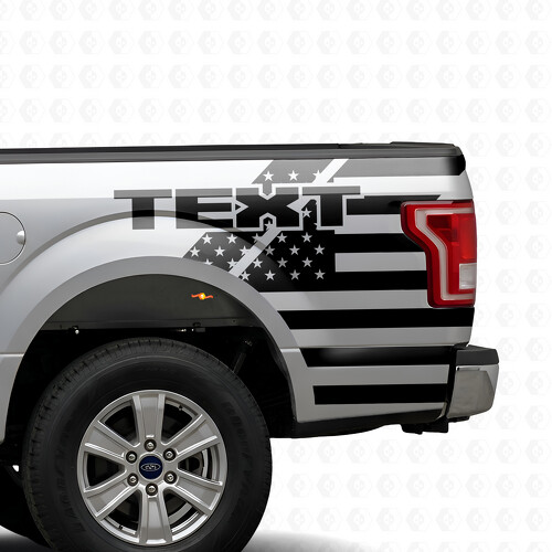 Amerikanische Flagge Benutzerdefinierter Text Vinyl-Aufkleber für die Bettkante Ford F-150 2015-2017
