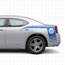 Benutzerdefinierter Text im Kreis & Blitzstreifen Seiten-Vinylaufkleber für Dodge Charger 2006-2010_2