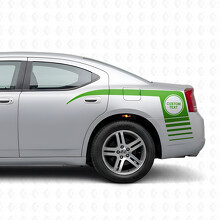 Benutzerdefinierter Text im Kreis & Blitzstreifen Seiten-Vinylaufkleber für Dodge Charger 2006-2010_3