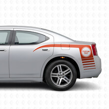 Benutzerdefinierter Text im Kreis & Blitzstreifen Seiten-Vinylaufkleber für Dodge Charger 2006-2010_4