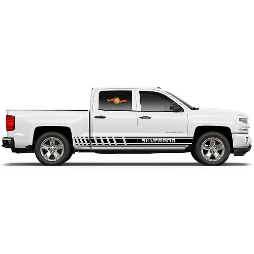 2 x mehrere Farbgrafiken Chevrolet Silverado Autorennen Vinyl-Aufkleber