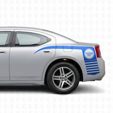 Benutzerdefinierter Text im Kreis & Krallenstreifen Seiten-Vinylaufkleber für Dodge Charger 2006-2010_2