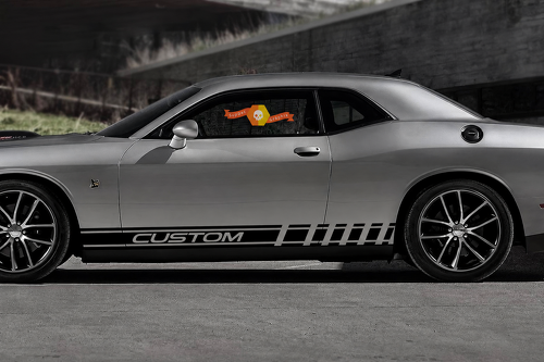 CUSTOM Segmentierte Racing-Streifen Schweller-Vinyl-Dekoraufkleber für Dodge Charger