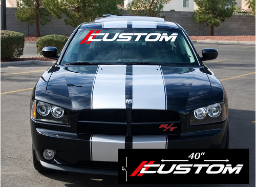 CUSTOM Twin Slash Lettering — Vinyl-Aufkleber (Windschutzscheibe) für Dodge Charger
