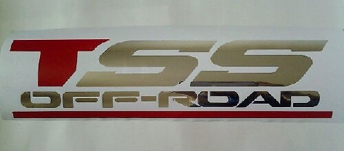 TOYOTA TSS OFF ROAD DECALS AUFKLEBER, rot und chromsilber (SET)