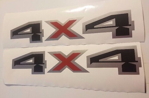 4x4 Aufkleber Aufkleber schwarz flach grau und rot Silverado Chevy Ford F150 F250 (SET)
