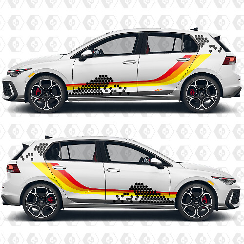 Benutzerdefinierte Waben-Heritage-Renngrafik-Vinylaufkleber für VW Volkswagen Golf
