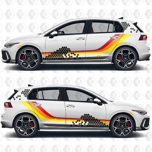 Honeycomb Heritage Seitenstreifen Vinyl Aufkleber Set für VW Volkswagen Golf