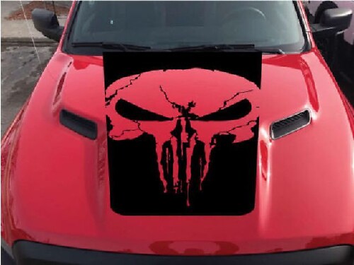 Punisher-Schädel-Hauben-Vinylaufkleber für Dodge Ram Truck