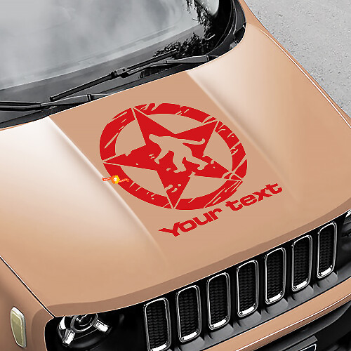 Yeti Sasquatch Army Star Abgenutztes Zerkratztes Motorhauben-Vinylaufkleber für Jeep Renegade