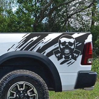 Biohazard Skull Splash Splatter Grunge Pickup Truck Vinyl-Aufkleber Bett Grafik gegossen