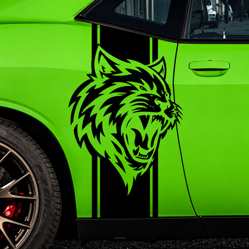 Custom Cat Head Pinstripe Pair Hinterer Kotflügel Vinylaufkleber für Dodge Challenger Hellcat