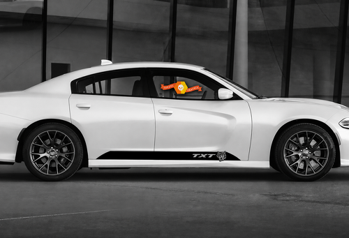 TXT Custom Cat Head Accent Stripe Pair Seitenschweller Vinylaufkleber für Dodge Charger SRT, Hellcat