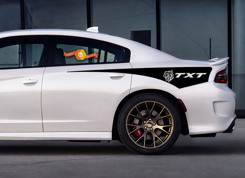 TXT Cat Head Single Quarter Wedge Pair Hinterer Kotflügel Vinylaufkleber für Dodge Charger Hellcat 2015-2020