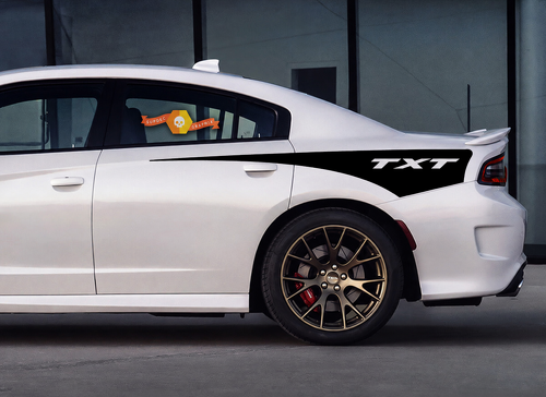 TXT Viertelstreifen Seiten Vinyl Aufkleber Sticker für Dodge Charger 2015-2020