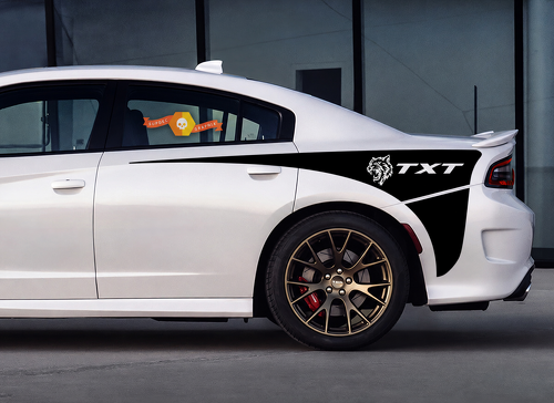 TXT Cat Head Split Quarter Wedge Set Hinterer Kotflügel Vinylaufkleber für Dodge Charger Hellcat 2015-2017