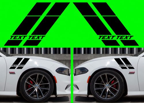 Scat Pack Style TEXT TEXT Double Hash Stripe Pair — Vinylaufkleber (Kotflügel, Motorhaube) für Dodge Charger 2015-2017
