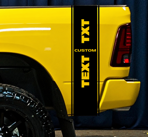 TXT CUSTOM TEXT Vertikaler Bettstreifen Paar Bettrand Vinylaufkleber Sticker für Dodge Ram 1500