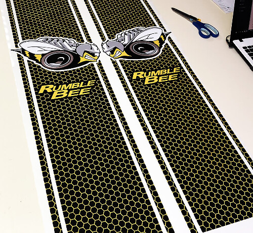 Rumble Bee Honeycomb Bettseitenstreifen Vinylaufkleber Set für Dodge Ram 1500 2500