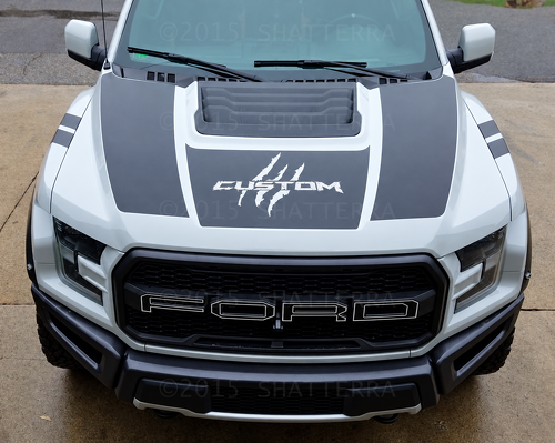 CUSTOM Krallen-Kratzschutz Blackout Motorhauben Vinylaufkleber für Ford F-150 2017