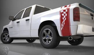 1500 2500 3500 LKW-Ladefläche Seitenstreifen Checkered Flag Dodge Aufkleber Aufkleber DS016A