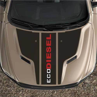 ecoDIESEL Rebel Dodge Ram Sport Hood Black Out Truck Vinyl-Aufkleber Grafikstreifen