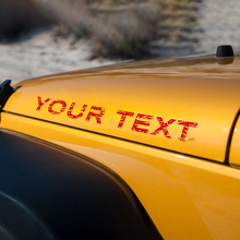Benutzerdefinierter Text Vinyl-Aufkleber im verkratzten, abgenutzten Stil für Jeep Wrangler JK JL Haube 2