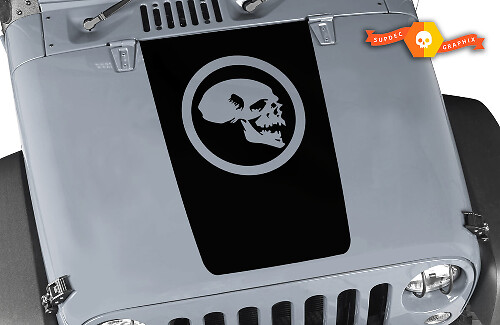 Circle Skull Haube Blackout Vinylaufkleber für Jeep Wrangler