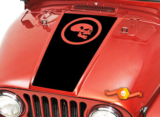 Skull Hood Blackout Vinyl-Aufkleber (14 Kreise) passend für: Jeep CJ 5 6 7 8