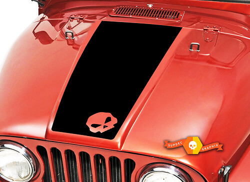 Skull Hood Blackout Vinyl Aufkleber (21 Small) passend für: Jeep CJ 5 6 7 8