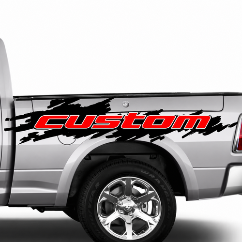 custom Two Color Grunge Splash Pair Ladeflächenseite Vinylaufkleber für Dodge Ram 1500