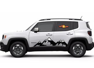 Vinyl Graphics Snow Mountain Autoaufkleber Motorhaubenaufkleber für Jeep Renegade Cherokee