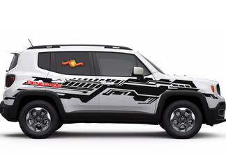 Vinyl-Aufkleber mit zweifarbigem Jeep Renegade-Logo, technischem Streifen, Grunge-Grafik, 2023