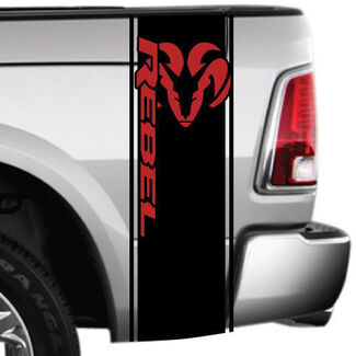 2-farbige Dodge Ram Rebel-Seitenstreifen-Bett-Logo-LKW-Vinyl-Aufkleber-Grafik