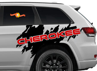 2-farbiger Jeep Cherokee Logo Trailhawk Side Splash Logo Grafik-Vinyl-Aufkleber Grunge alle Jahre