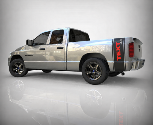 TEXT 4X4 Vertical Bed Band Pair Ladeflächenseite Vinylaufkleber für Dodge Ram 1500
