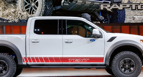 TEXT Schräge Block Rocker-Streifen Paar Rocker-Panel Vinyl-Dekoraufkleber für Ford F-150