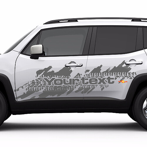 Individuelles Text-Reifenspuren-Seitenspritz-Grafik-Vinylaufkleber für Jeep Renegade